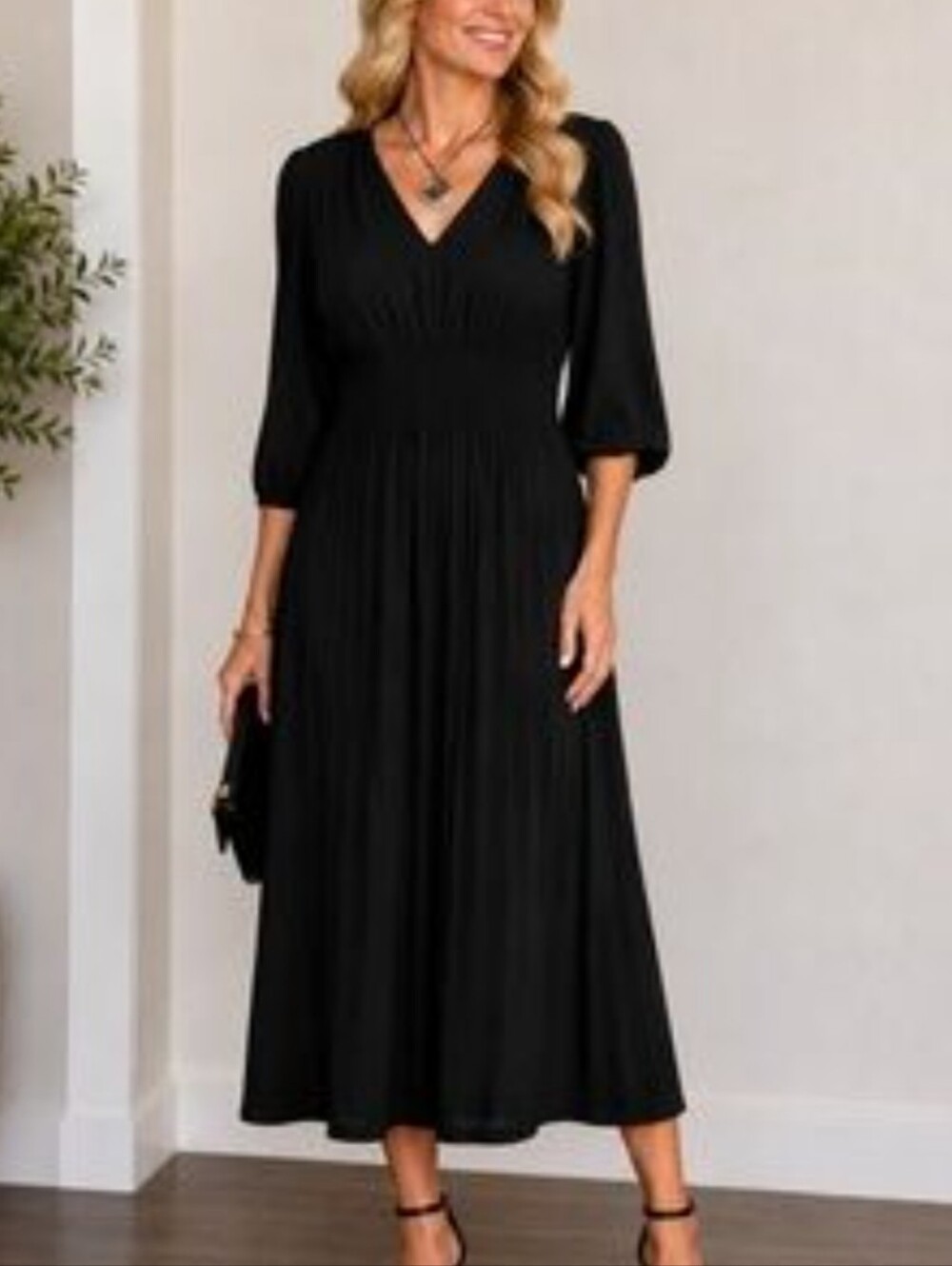 Just...Taylor Black Maxi Dress with V-Neck